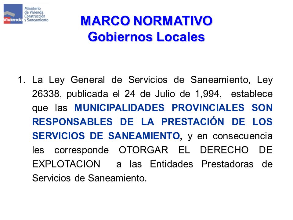 Ley Marco de la Gestión y Prestación de los Servicios de Saneamiento